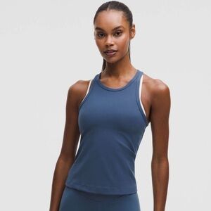 Lululemon Align Waist Length Racerback, Blue Twill, Size 12